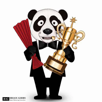 Panda holding an oscar award for short-form videos