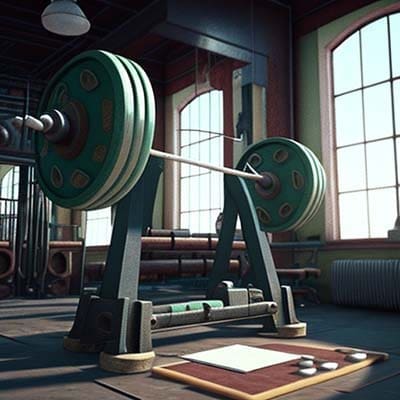 Weights in a retro gym