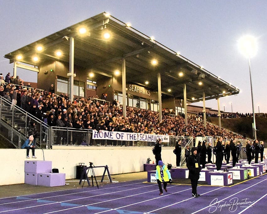 The bleachers are filled for an Anacortes football game.