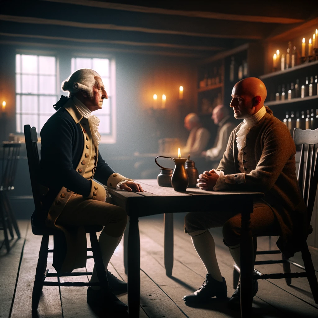 "George Washington" and me sitting in a tavern.