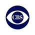 The CBS logo features a bold, white eye shape inside a navy blue circle, with 